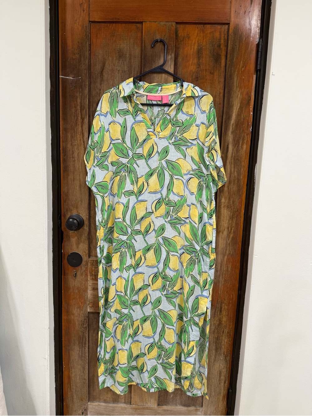 Isaac Mizrahi Lemon-Print Short-Sleeve Pajama Dress in Yellow & Green